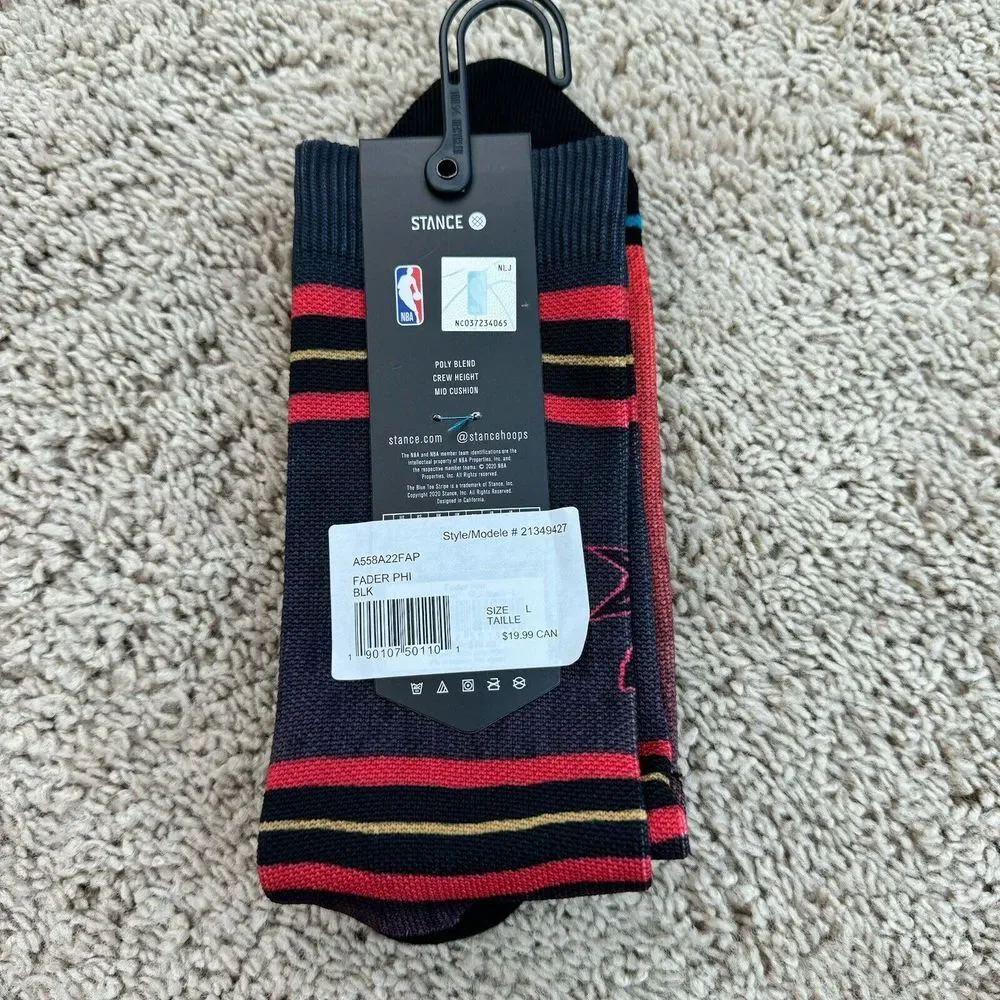 Philadelphia 76ers Socks Men's Lg 9-13 NBA‎ Stance Red Fader Crew - 2 Pair NWT